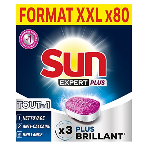 Sun Tablettes Lave-Vaisselle Tout-en-1 Expert Plus Brillance 80 Lavages