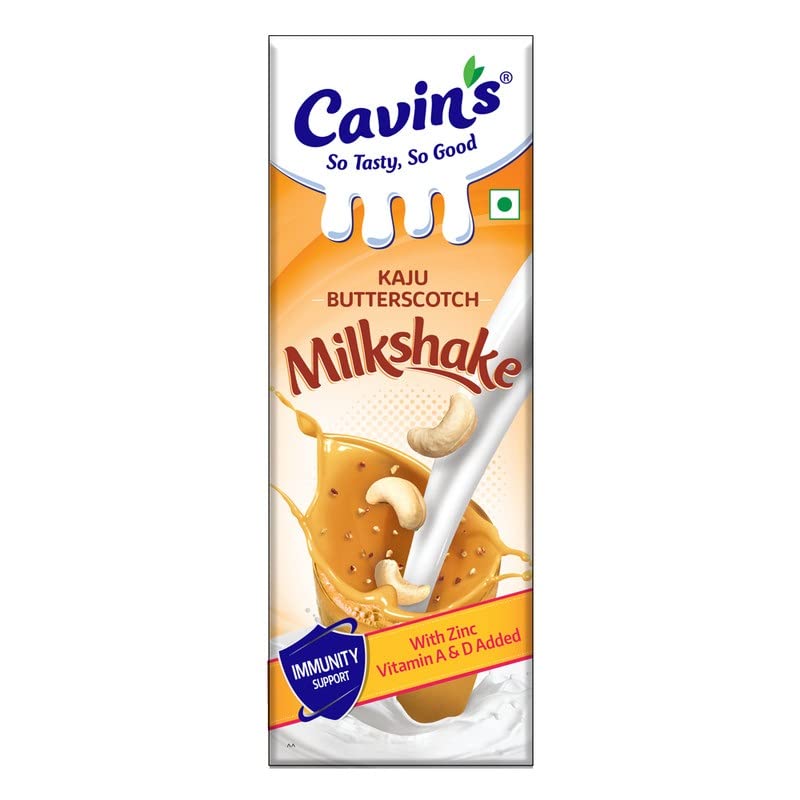 Image of Cavin's Kaju Butterscotch Milkshake, Enriched with Zinc, Vitamin A & D for Immunity Support, No Added Preservatives, 1Litre