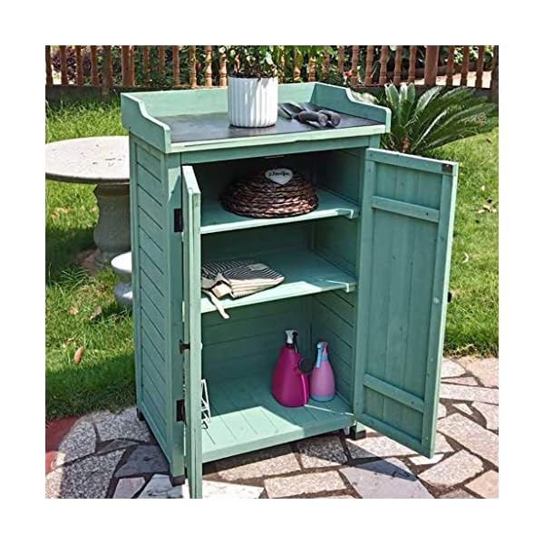 QILIN Garten-Schrank, Hölzerner Gartenschuppen-Werkzeugschrank, Lagerregal 66 X 43 X 104 cm, Verwendet Für Gartengeräte… – Bild 4