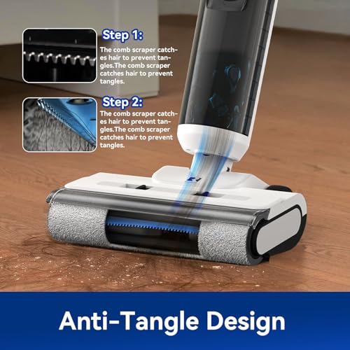 Image of Wet Dry Vacuum Cleaner,22KPa Wet Dry Vacuum Mop with Self-Cleaning,Cordless Vacuum Mop All in One,Up to 75 Mins Runtime,One-Step Self Cleaning,Anti-Tangle Design,SmoothDrive Tech,Lightweight