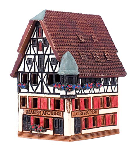 Ceramic Cone Incense Burner and Incense Cone Holder | Miniature Replica of The Original Marien Apotheke in Rothenburg | R278