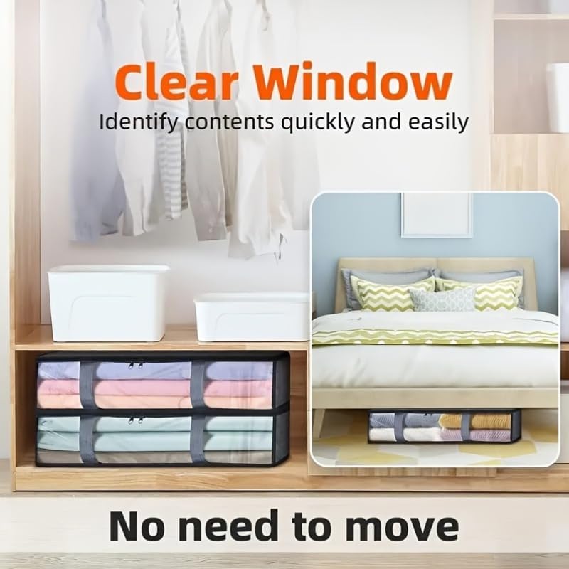 Miniatura 2 de 1 bolsa de almacenamiento no tejida debajo de la cama de 10.57 galones para ropa, transpirable y a prueba de humedad, color gris