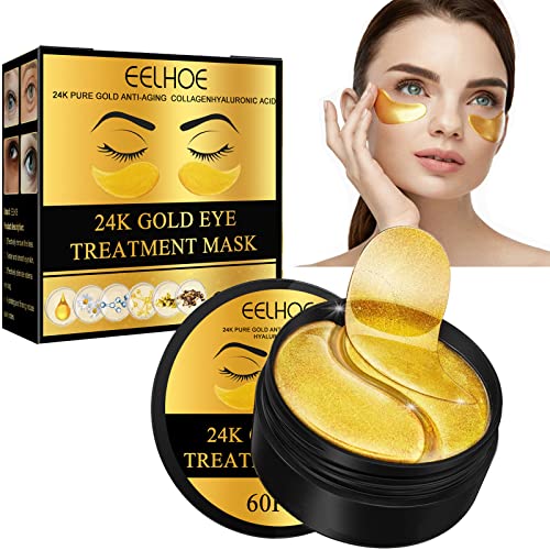 24 K Gold Gel Eye Pads Against Dark Circles, Eye Bags & Wrinkles, 30 Pairs Collagen Augenpads for Moisturizing and Anti-Ageing, Korean Skincare Cover