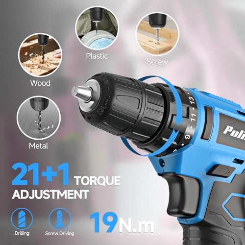 Image of PULITUO Tool Set, 148-Piece Home Drill Set with 12V Blue Cordless Drill, Hand tool Kits, and Box, Suitable for Men, Women, and DIY Enthusiasts for Home Improvement.