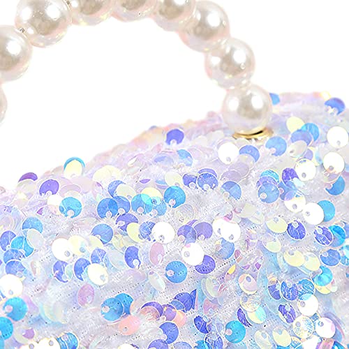 Image of Todder Sequin Handbag Purse Girls Glitter Bow Wallet Crossbldy Bag | Small Sparkly Bag with Pearl Handle, Removable Crossbody Strap, Gift for Daughter Granddaughter Niece Little Girls