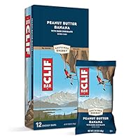 CLIF BAR - Peanut Butter Banana with Dark Chocolate Flavour - Made with Organic Oats - Non-GMO - Plant Based - Energy Bars - 68g. (12 Pack)