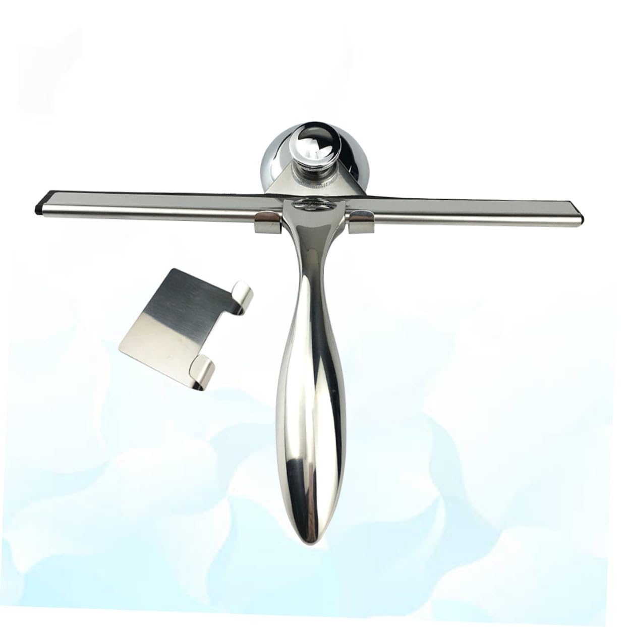 3 Piezas Limpiacristales de Acero Inoxidable para Ducha con Ventosa y Ganchos Raspador Resistente para Mamparas y Azulejos Herramienta de Limpieza para Baño Mango Equilibrado
