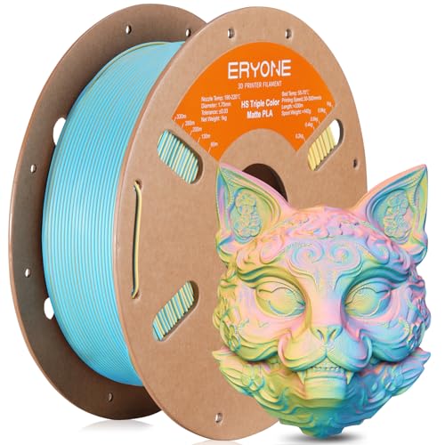 Image of ERYONE Matte Tri Color PLA Filament 3D Printer 1.75mm + /- 0.03mm, Multicolor Filament Tricolor PLA 1KG(2.2lbs) Cardboard Spool, Pink & Yellow & Blue
