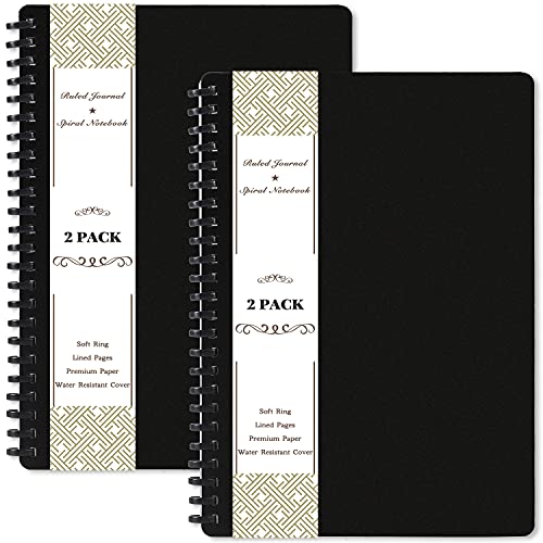 2 Pack Ruled Notebooks/Journals – Ruled/Lined Notebooks, 8.25” × 5.75”, Premium Paper, Spiral Notebook with Soft Ring…