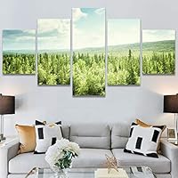 SIGNWIN 5 Panel Canvas Wall Art Modern Art Dramatic Forest Multicolor Photography Romantics Scenic for Home Decorations Ready to Hang - 60