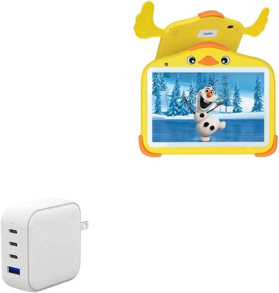 BoxWave Charger Compatible with YosaToo Android 11 Kids Tablet Y10 (10 in) - PD miniCube (100W), 100W 3 PD Port Wall Charger International - Winter White