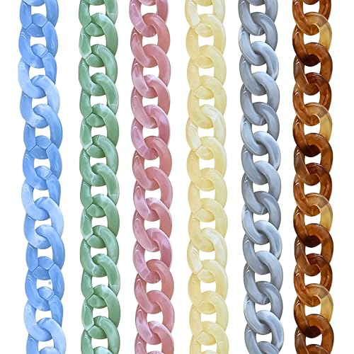 Image of SATRA TRADERS Matt Translucent Acrylic Chains for Jewelry Making, Handbags, Sunglasses, Crafts & DIY Projects | Size : 16mm | Qty : 1mtr | AC08 | Blue