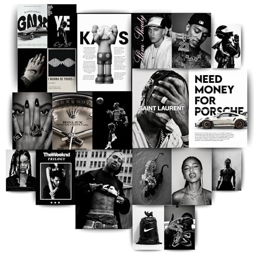 Image of Yellow Town India Urban Legends 2.0 Hip Hop Wall Poster Kit for Men | Minimal Black & White Streetwear Aesthetic Posters for Room Decor | 300 GSM Multi Sized Art Prints | A4+A5+A6 Poster Mix | Free Wall Adhesive