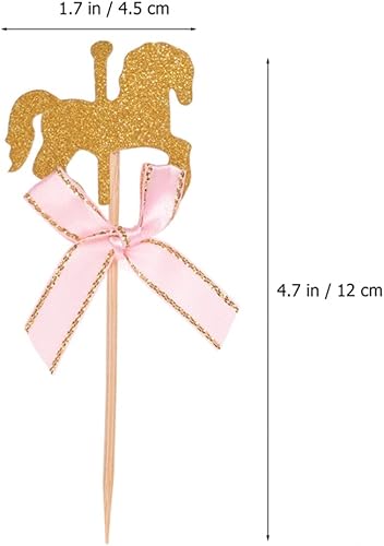 Miniatura 4 de Amosfun 50 piezas de decoración de cupcakes de caballo, carrusel de caballo para tartas, bonitos adornos para cupcakes, decoraciones únicas para
