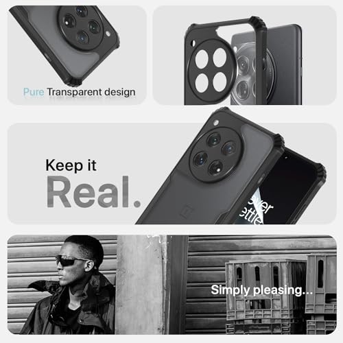 Image of Pikkme Back Cover for OnePlus 12 5G | Ultra Hybrid Shockproof Case | Full Camera Protection | Raised Edges | Clear Transparent Bumper Case (Black)
