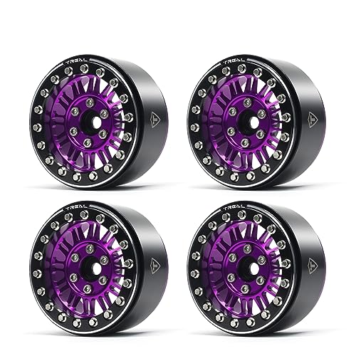 Jantes Beadlock 1.9 en alu violettes contre le déjantage RC
