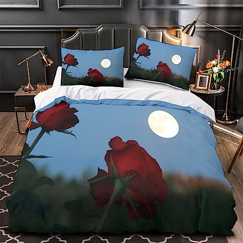 Housse de couette microfibre de qualité supérieure parure de lit 3D fleurs - 4