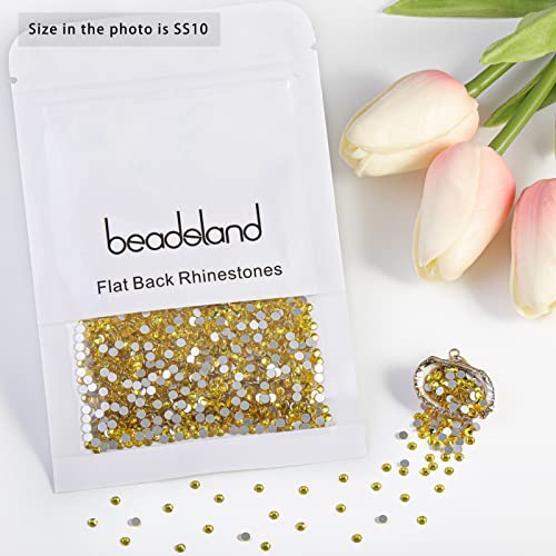 Image of Beadsland 2880pcs Flat Back Crystal Rhinestones Round Gems for Nail Art and Craft Glue Fix,Lemon Yellow,SS10,2.7-2.9mm | Flatback Glass Gems, 2.7-2.9mm, for Nail Art Craft, Glue Fix,Citrine