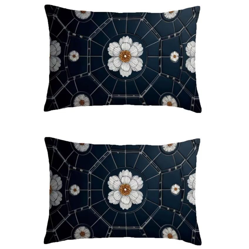 Taie oreiller 60x80cm en lin imperméable marron foncé, l'excellence géométrique haut de gamme