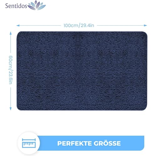 Sentidos rutschfeste Badematte in modernes Badezimmer Komfort-Badvorleger, Badezimmerteppich Set & rundem Badteppich – Bild 3