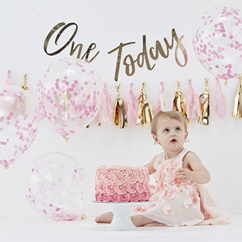 Ginger Ray Roze & Goud Meisjes Cake Smash Kit Eerste Verjaardag Party Foto Pick & Mix, Roze