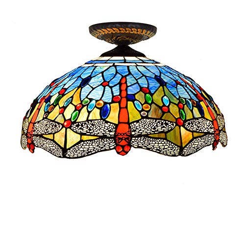 Plafonnier Tiffany libellule cadeau d'anniversaire idéal luminaire baroque bleu