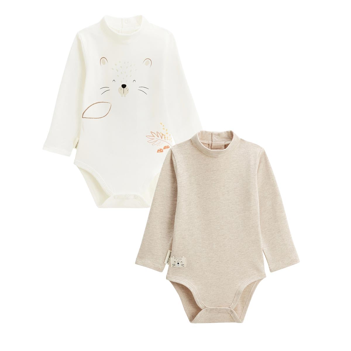 Petit Béguin - Lot de 2 Bodies bébé col roulé Manches Longues Cracotte