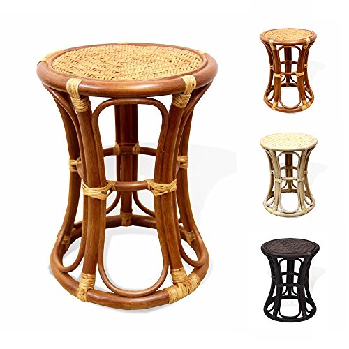 Breeze Handmade Rattan Wicker Stool Fully Assembled Colonial (Light Brown)
