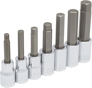 Urrea 54417 1/2 In Drive Chrome Socket Set Hex Tip, 1/4 - 5/8-Inch, 7-Piece