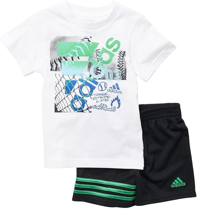 Tenue Adidas bébé t-shirt et short pour les journées d'été en famille