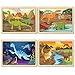 SYNARRY Large Dinosaur Wooden Puzzles for Kids 4 in 1 Gift Box(12.2 * 9.4 in) - FSC Certified, Jigsaw Puzzles for Kids Ages 4-6, Dinosaur Toys Gifts for 3 4 5 Year Old Boys Girls