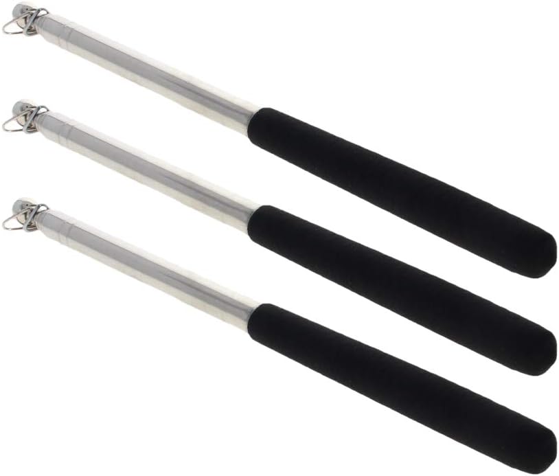 Othmro 1.2M,Telescopic Handheld Flagpoles,Stainless Steel,Telescopic Guide Flag Pole,Teaching Pointer,for Tour Guides and Teachers,Black 3pcs