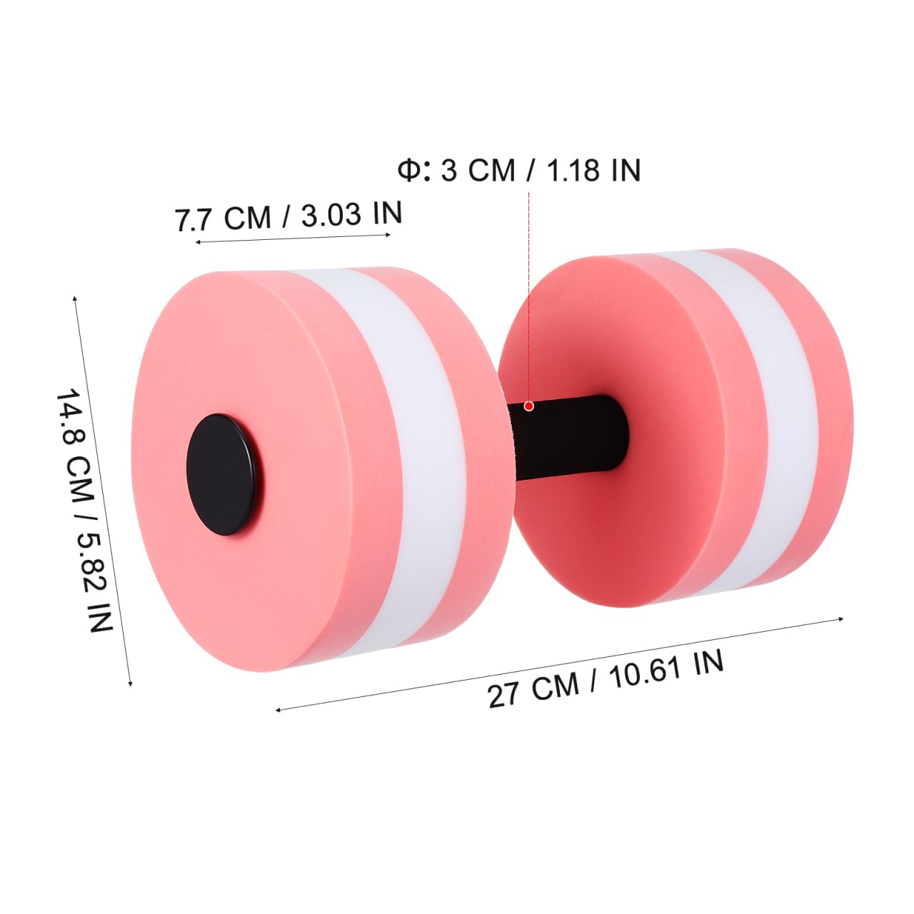 SEWACC Lot de 2 haltères aquatiques légers en mousse EVA pour exercices aquatiques pour piscine, fitness, aérobic (rose)