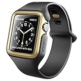 Clayco Apple Watch Band 42 mm, [Hera Series] Ultra Slim Protective Shock Resistant Bumper Case with Strap Bands for 42mm Apple Watch Series 3 2017/Series 2/Series 1 (Black/Gold)