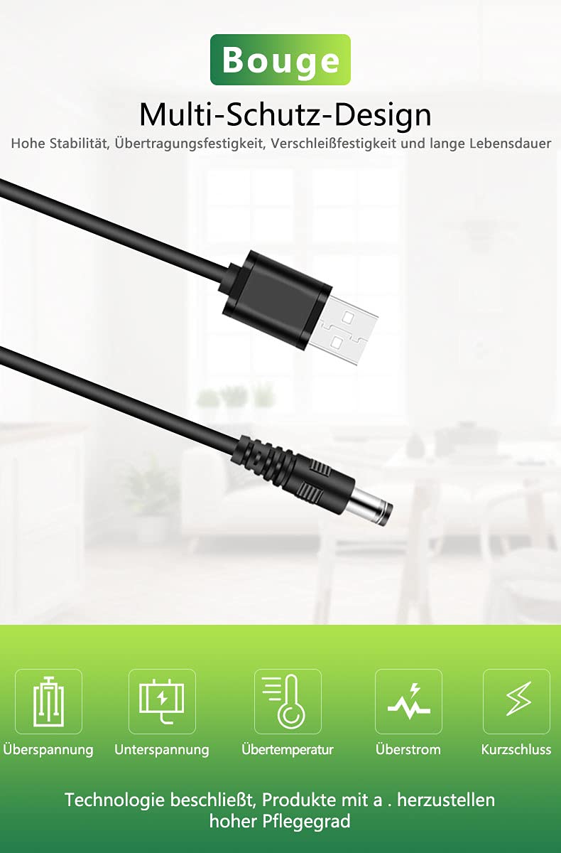 YACSEJAO - Cavo USB a DC, 5 V DC 5,5 x 2,1 mm, connettore jack universale con 8 connettori adattatore DC per router, mini ventole, altoparlanti e altri dispositivi