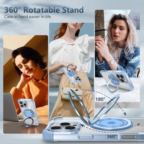 Coque iPhone 16 Pro de qualité supérieure protectrice bleue avec anneau intégré