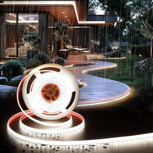 Striscia led 24v 10 metri 15W/M Dimmerabile strip Linear COB lama luce continua 280 LED/M 16200 lm impermeabile IP68 ideale per illuminare piscina fontana barca yatch (Bianco Neutro 4000K)