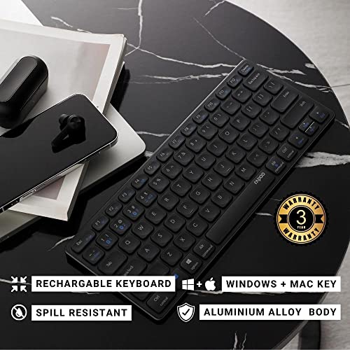 Image of Rapoo E9050 C-Type Rechargeable Bluetooth Wireless Multi-Device (4 Devices) Keyboard for Windows /iOS /Android,Tablet /Smartphone - 3 Years Warranty Dark Grey