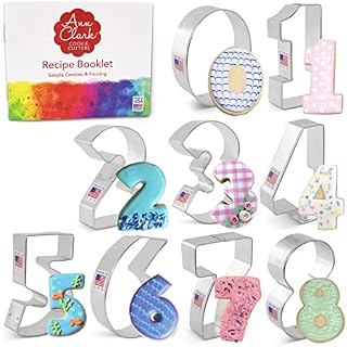 Ann Clark Cookie Cutters 9-Piece Numbers Cookie Cutter Set with Recipe Booklet