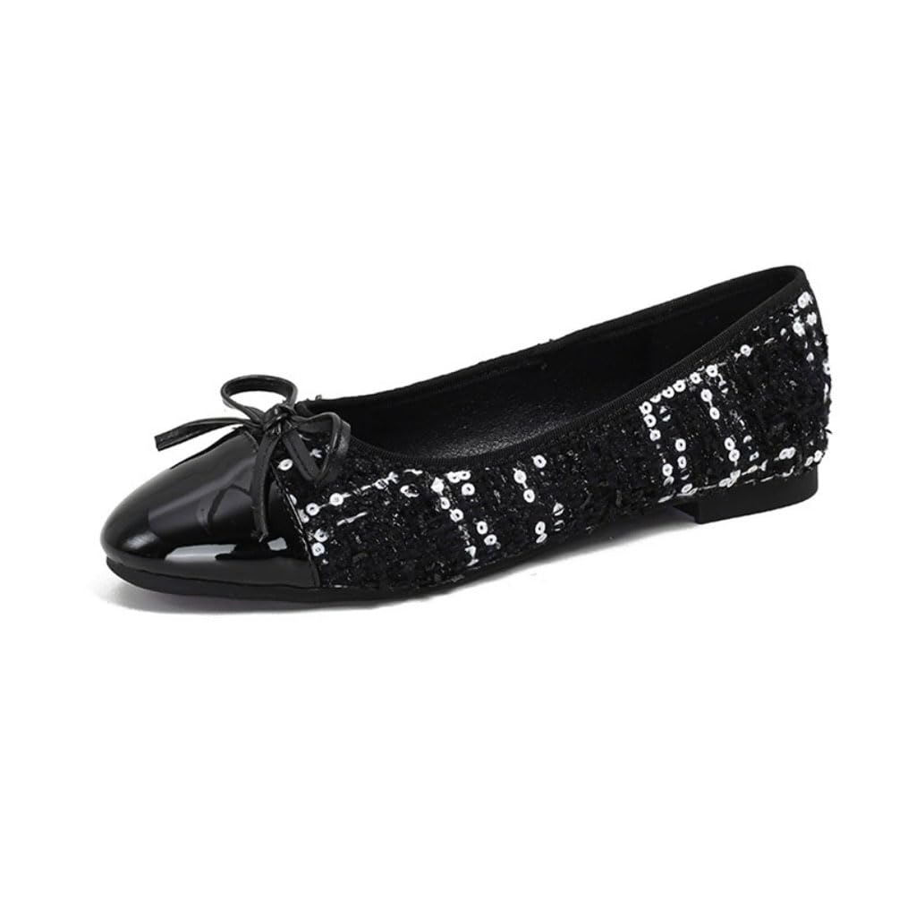 Ballerine da Donna comode, Mocassini da Donna con Tessuto Tweed, Eleganti Slip-on estive con Suola Antiscivolo, Sandali Bassi per Uso Quotidiano e Occasioni Festive