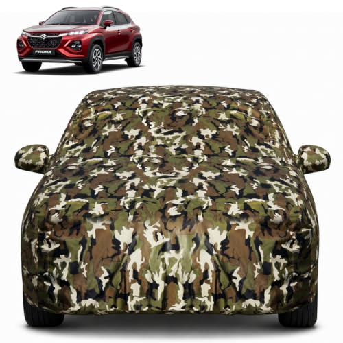 Image of Pivalo Car Body Cover for Maruti Fronx All Model & Years (2023-2026) 100% Waterproof with Mirror Pockets, Triple Stitched Dustproof Heat Resistant UV Protection (Military /Jungle /Camouflage)