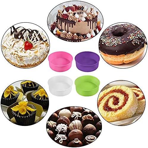 4 PCS Silicone Round Cake Mould Cake Pan 6 Inch Cake Tins for Baking Silicone Non Stick Baking Tray Pizza Molds Set Silicone Baking Cups