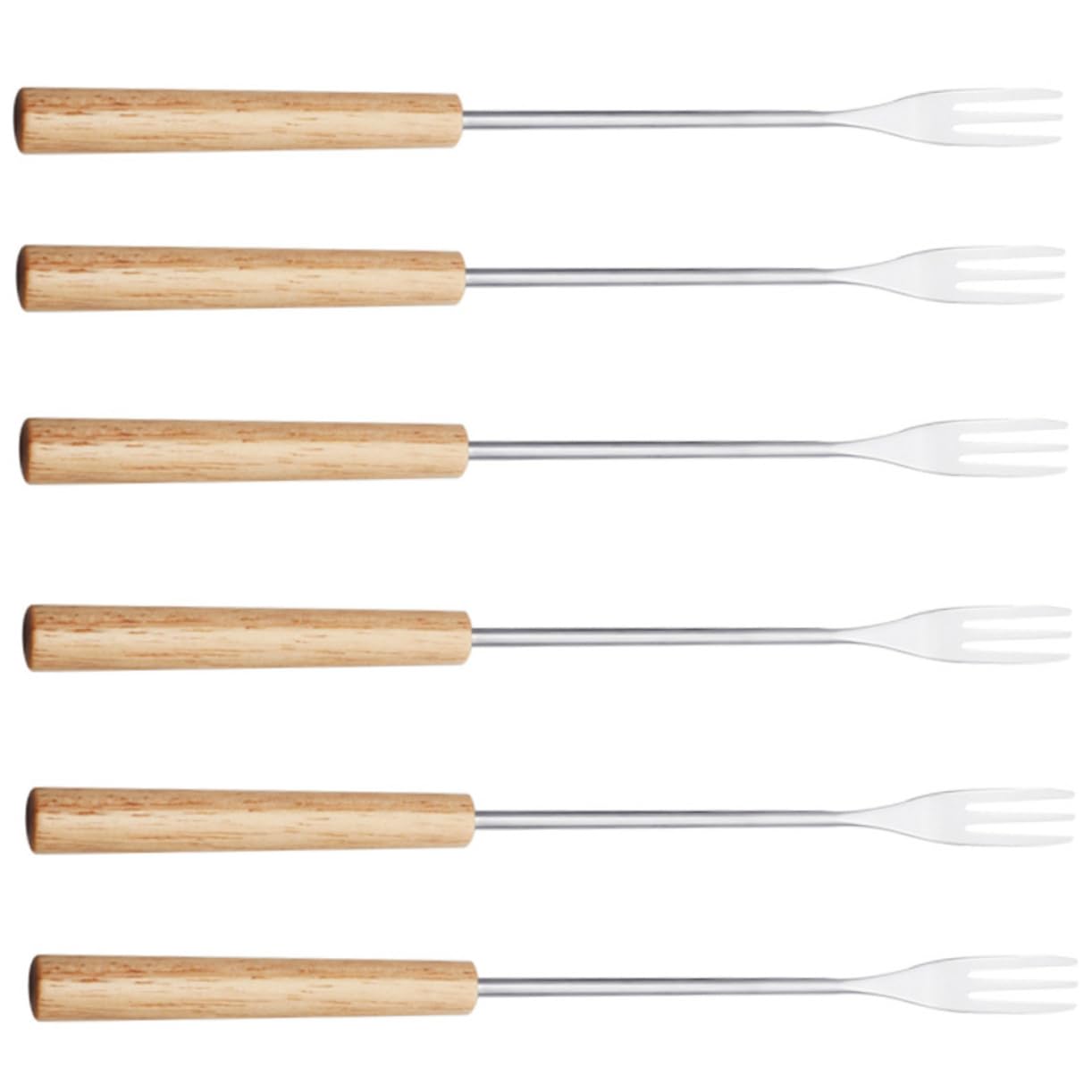 MUCKLILY 6Pcs Stainless Steel Fondue Forks with Long Handles for Chocolate Cheese and Fruit Dipping Portable Kitchen Dessert Forks for Home Parties and Cafes
