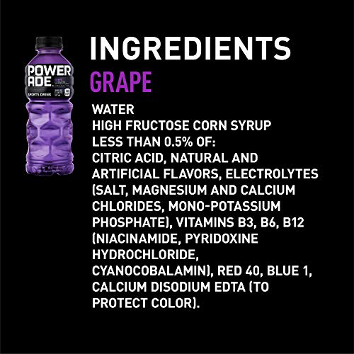 POWERADE, Electrolyte Enhanced Sports Drinks w/ vitamins, Grape, 20 fl oz, 24 Pack