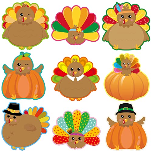 Ceiba Tree Turkey Cutouts 54 Pcs Thanksgiving Cut-Outs Fall Decor for Party Classroom Decoration