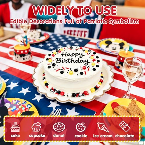 Image of Edible Mouse Sprinkles,Edible Black White Red and Yellow Pearls Jimmies,and Round Confetti Sprinkles for Cake Decorating,130g,Cupcakes Cookie Donuts Ice Cream Toppers,Themed Desserts,Birthday,Children's Party Supplies