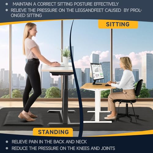 Image of Nuanchu 2 Pcs Large Hard Floor Chair Mat and Anti Fatigue Mat Set Desk Rug for Rolling Chair on Hardwood Non Slip Anti Fatigue Rug for Standing Work Office Kitchen (47 x 35 Inches,29 x 17 Inches)