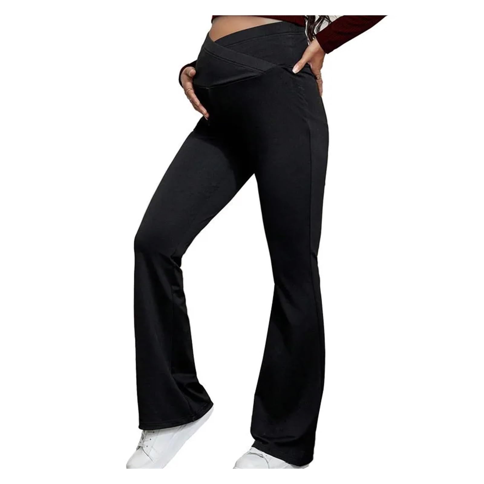 Pantalones de Maternidad de Verano de Seda Helada, Ropa de Maternidad de Verano, Pantalones de Pierna Ancha, Ropa Exterior Fina, Pantalones Plisados ​​Sueltos(XL)