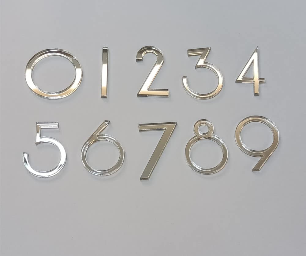 Yuxuanish 12 Pcs Arabic Acrylic Numerals for a Wall Clock (4CM, Silver Mirror)