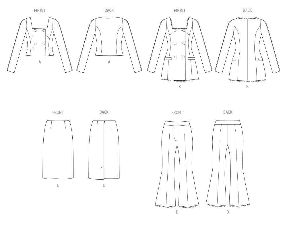 Vogue V2017B5 Misses' Jacket in Two Lengths, Skirt and Pants B5(8-10-12-14-16), Multicoloured - Image 3